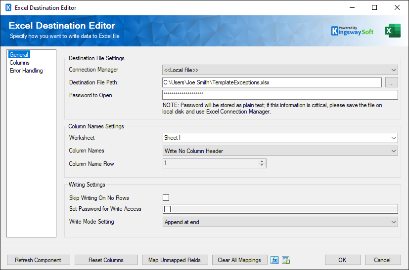 SSIS Premium Excel Destination Component